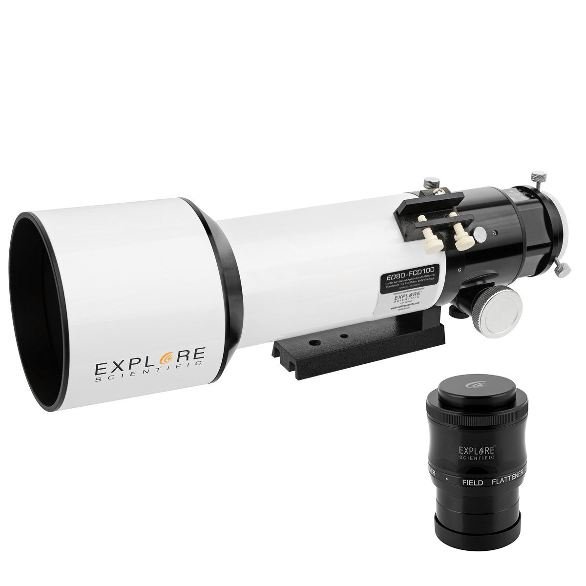 ED80-FCD100 Series Air-Spaced Triplet Refractor Telescope and Field Flattener f/5 to f/7
